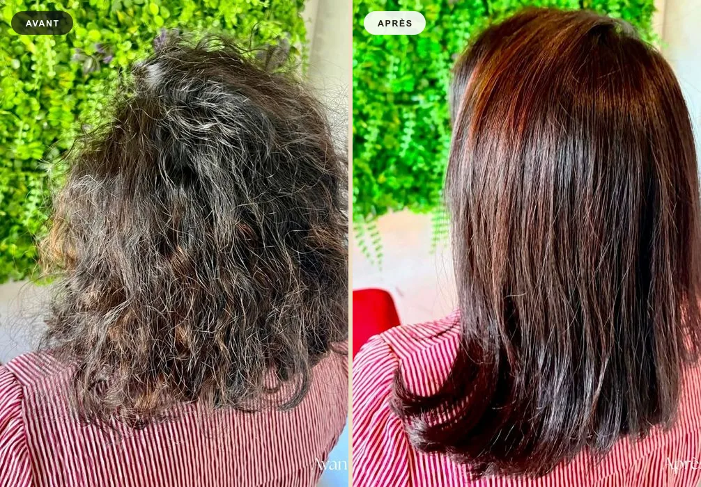 Coloration cuivrée, avant/après — Avant-Après MW Coiffure Saint-Gilles-les-Bains