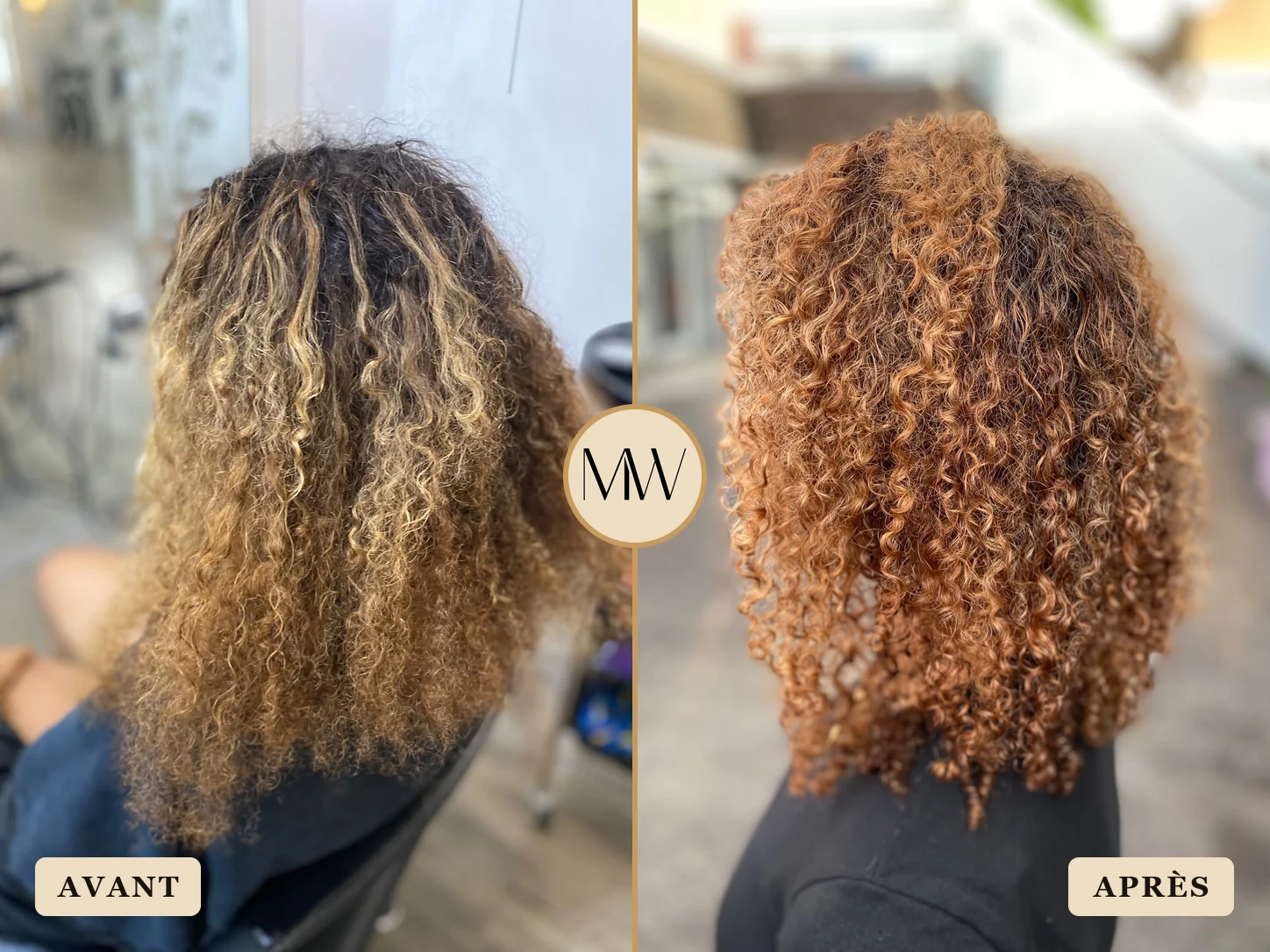 Balayage et boucles, avant/après — Avant-Après MW Coiffure Saint-Gilles-les-Bains