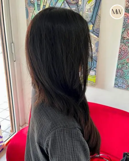 Coupe longue effilée, brun profond — Salon MW Coiffure, Saint-Gilles-les-Bains, La Réunion
